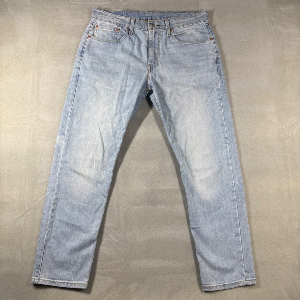 Levis 502 Regular Taper Jeans Mens 32x30 Light Wash Blue Denim Pants